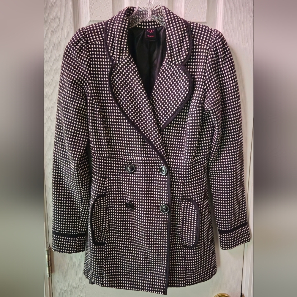Wrapper Black and White Double Breast Blazer - Size Small